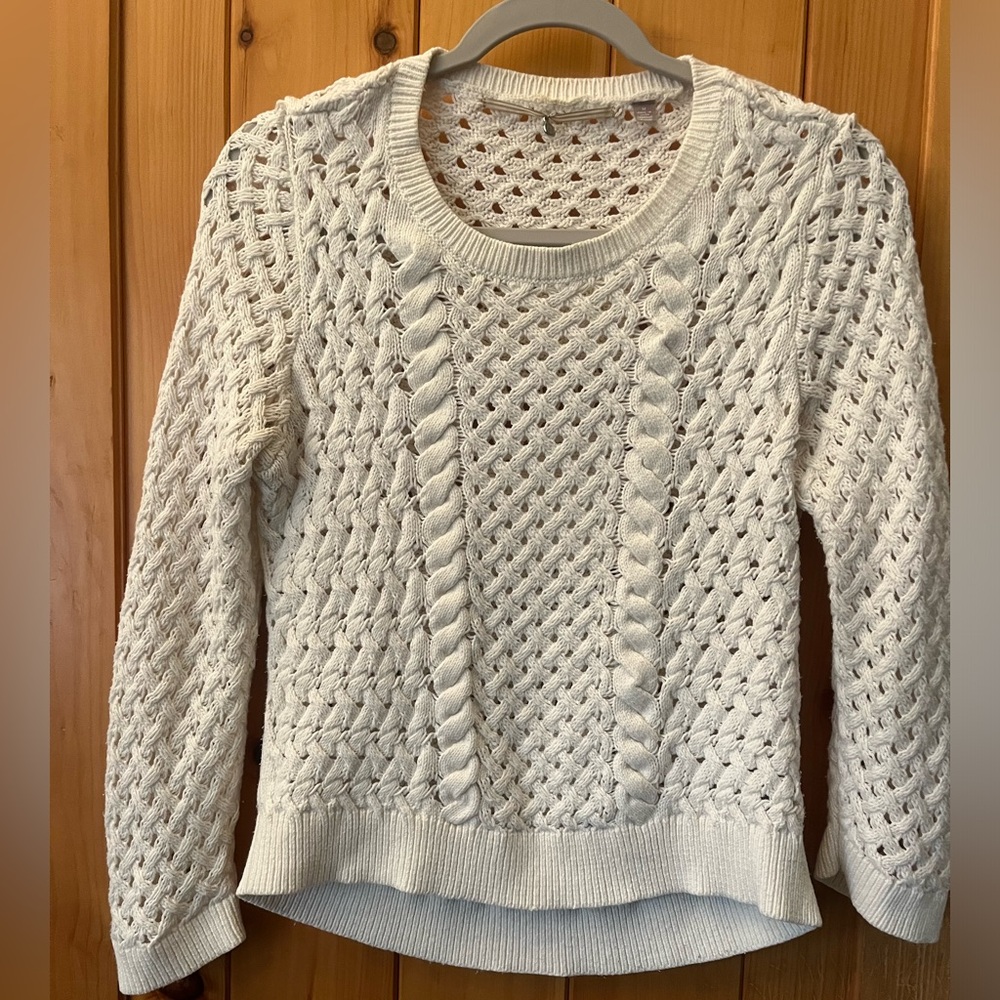 Anthropologie Knitted & Knotted Ivory quarter length sleeve Sweater M